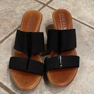 Italian Shoemakers Black and Tan Sandals
